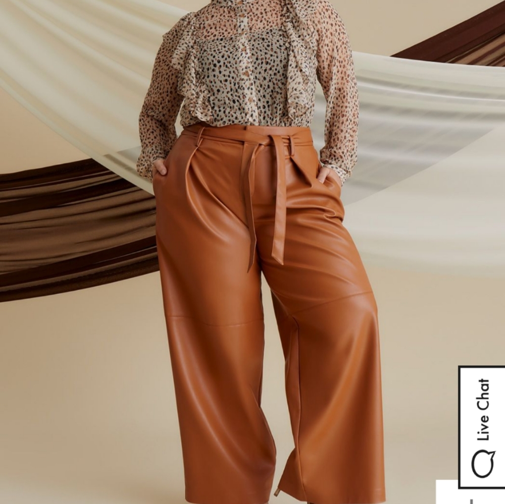Eloquii Faux Leather Wide Leg Pants, 20